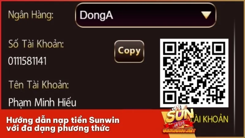 Hướng dẫn nạp tiền Sunwin với đa dạng phương thức