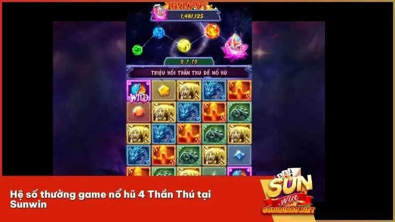 Hệ số thưởng game nổ hũ 4 Thần Thú tại Sunwin