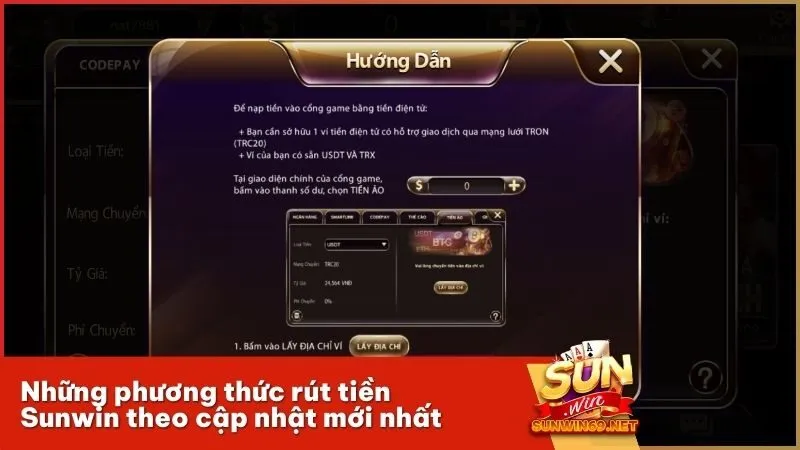 Những phương thức rút tiền Sunwin theo cập nhật mới nhất